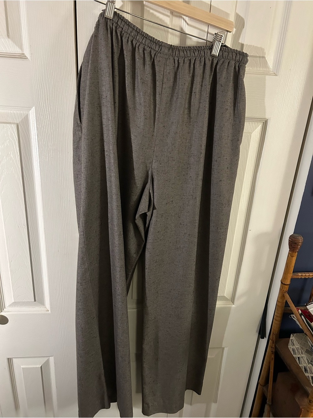 eskandar Loose Wide-Leg Elastic-Waist Trousers in Grey-Green Cashmere-Silk